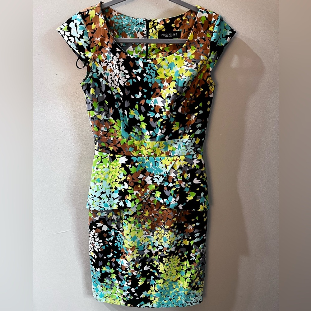 Perceptions Vibrant Leaf Print Midi Dress
